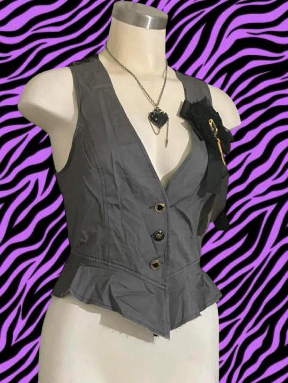 NWT Disney X Abbey Dawn Alice in Wonderland 'Pretty Alice' gray vest